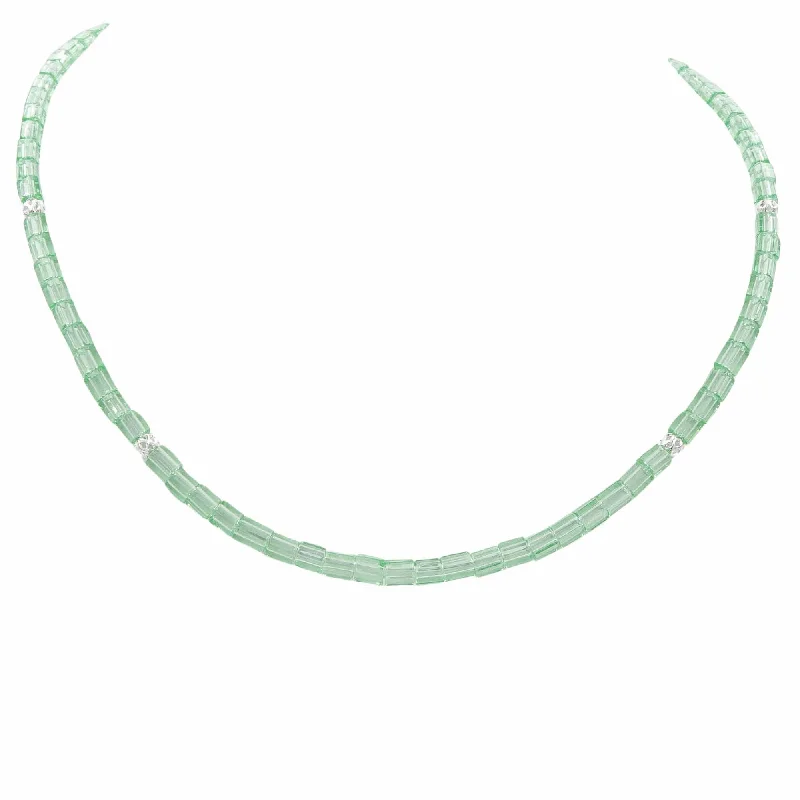 delicate marquise diamond band Peridot Necklace - Fire Polished Czech Glass