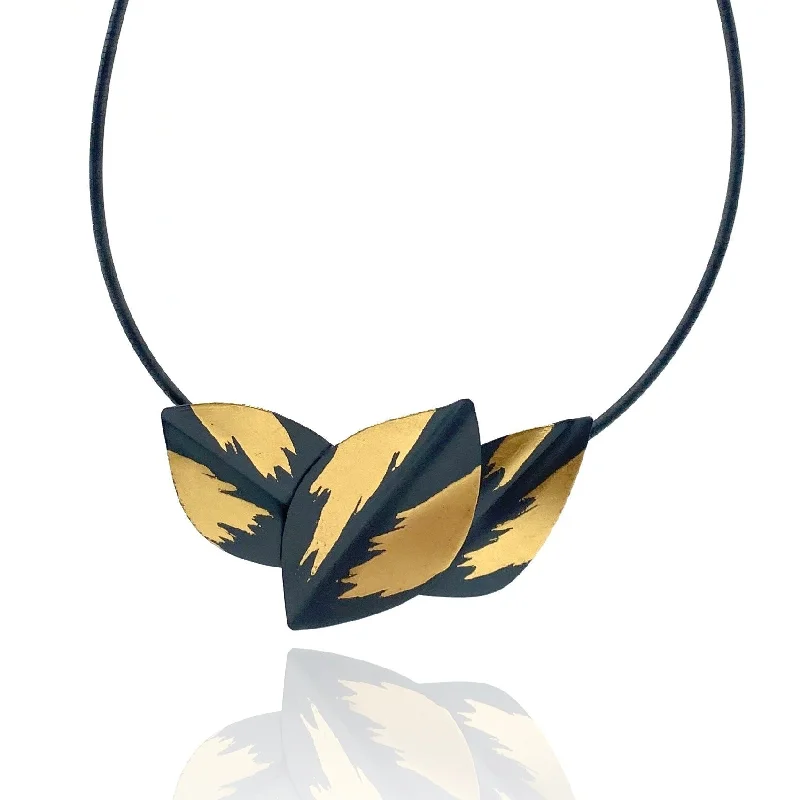 minimalist horseshoe necklace gold Petal Bunch Necklace - Black