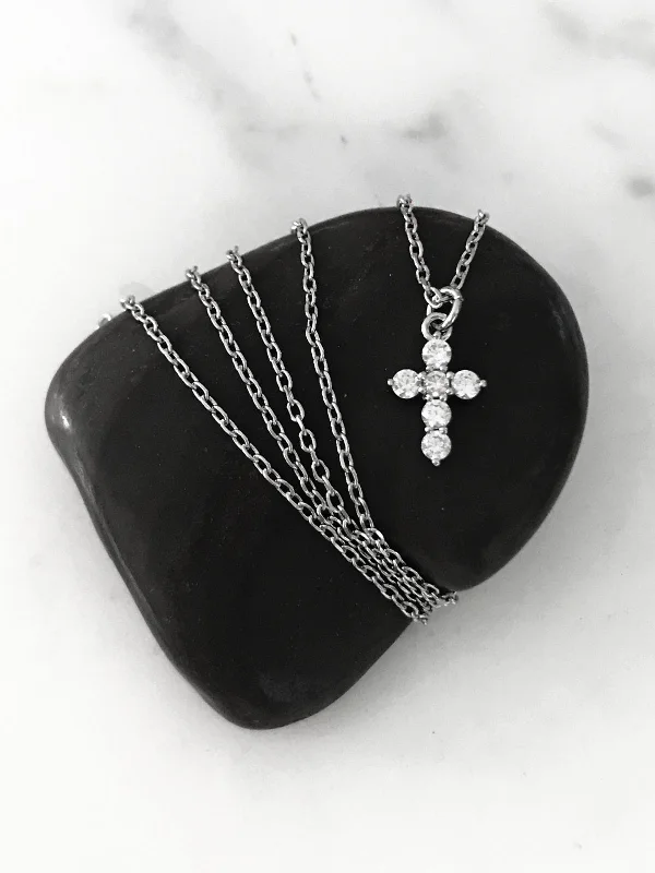 dainty rose gold anklet Petite CZ Cross Necklace