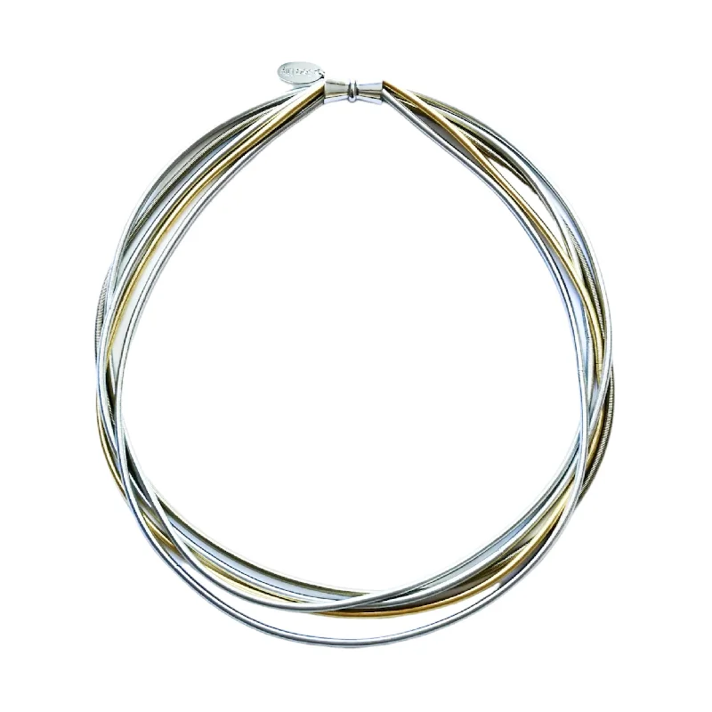 dainty butterfly pendant necklace Piano Wire 5-Strand Necklace, Gold & Silver