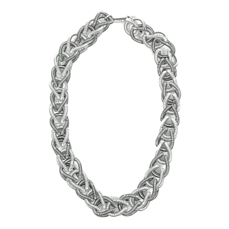adjustable moon phase bracelet Piano Wire Chain Link Necklace, Silver & Slate
