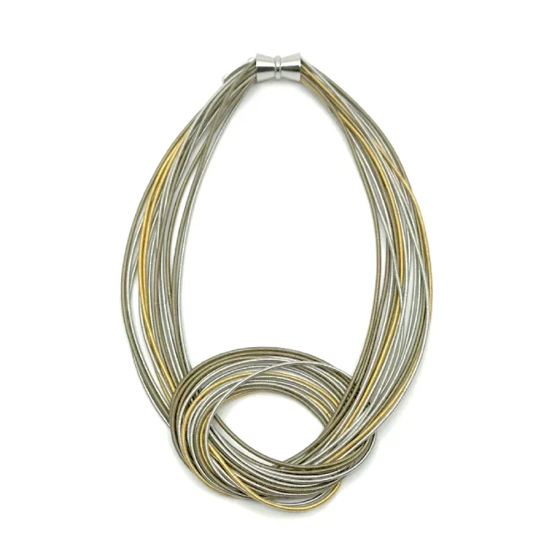 opal cluster ring unique Piano Wire Knot Necklace, Gold & Silver