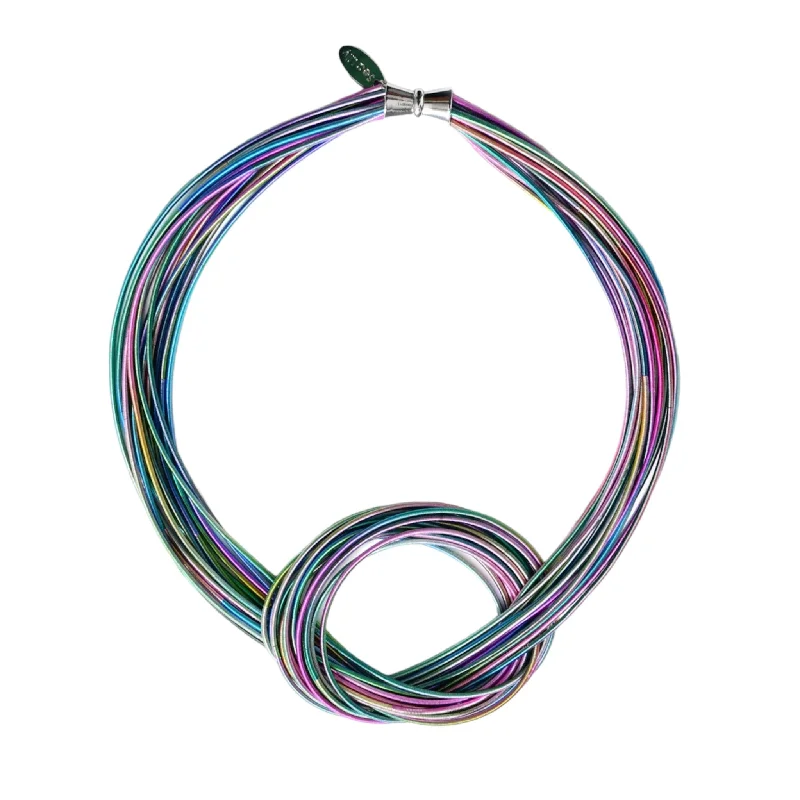 tiny diamond cross necklace Piano Wire Knot Necklace, Multicolor