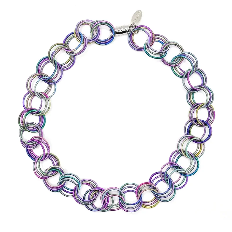 rose gold initial pendant necklace Piano Wire Loops Necklace, Multicolor
