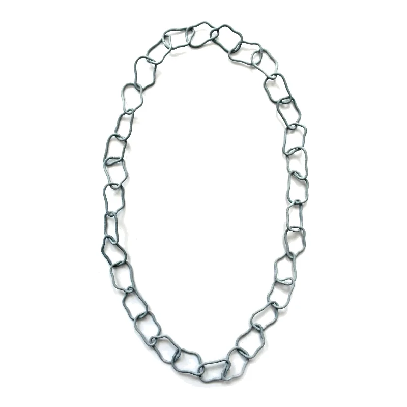emerald-cut engagement ring halo Piano Wire Baroque Loops Necklace, Matte Gray