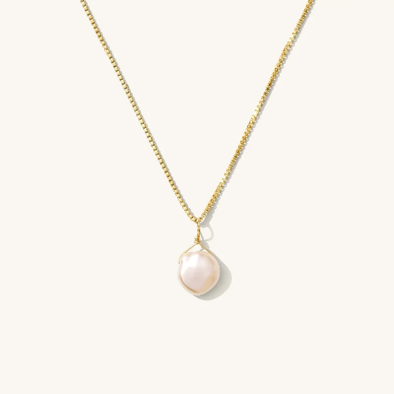 personalized couples necklace gold Pink Keshi Pearl Necklace