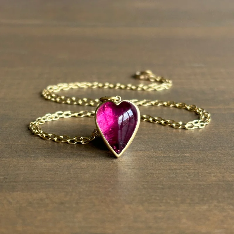 unique gemstone necklace handmade Pink Tourmaline Cabochon Sweetheart Pendant