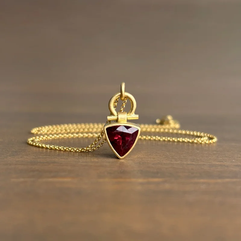 eternity ring for anniversary Faceted Burgundy Tourmaline Trillion Pendant