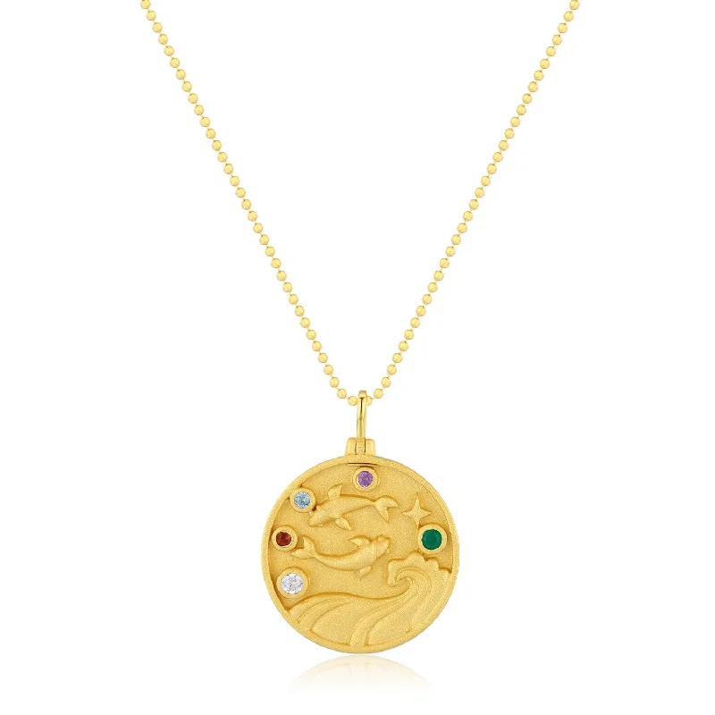 boho beaded statement necklace Pisces Zodiac Mantra Necklace
