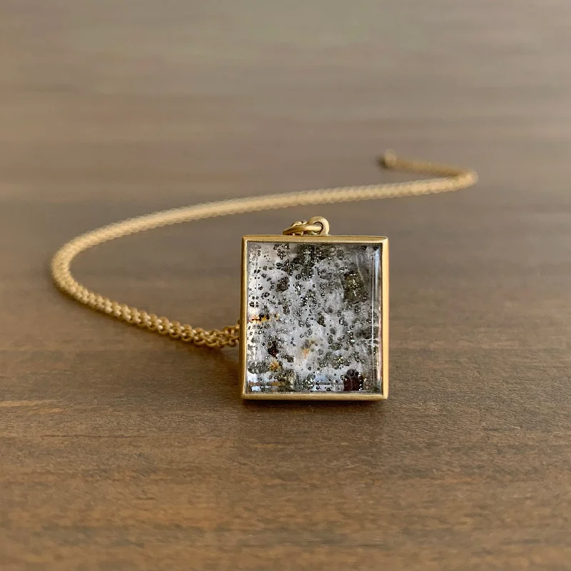 gold engagement ring vintage Pyrite Included Quartz Cube Pendant