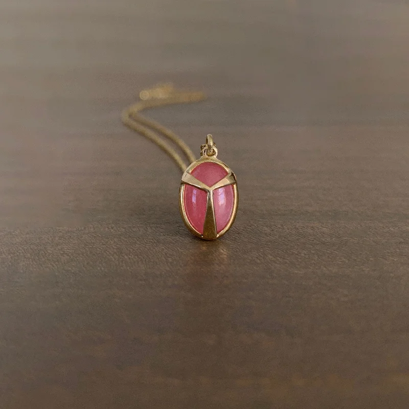 handmade braided hemp bracelet Rhodochrosite Lucky Scarab Pendant