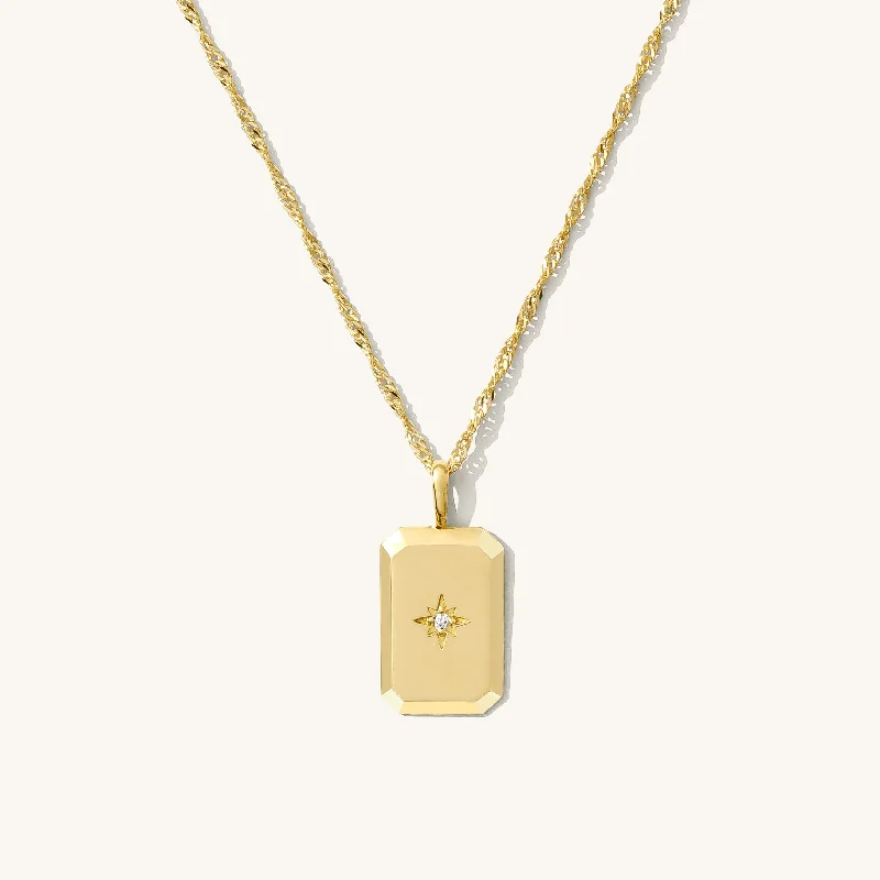 silver infinity knot ring Rectangle Starburst Necklace - 14k Solid Gold