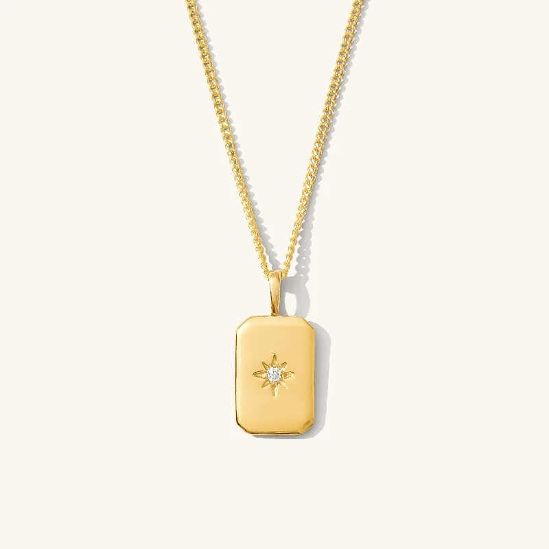 handmade leather pendant necklace Rectangle Starburst Necklace