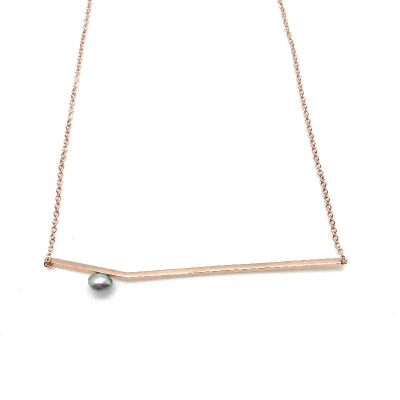 white topaz stacking rings Rose Gold Pearl Line Necklace
