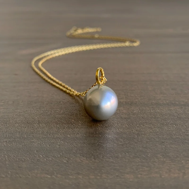 celestial sun and moon pendant Round Grey Tahitian Pearl Pendant