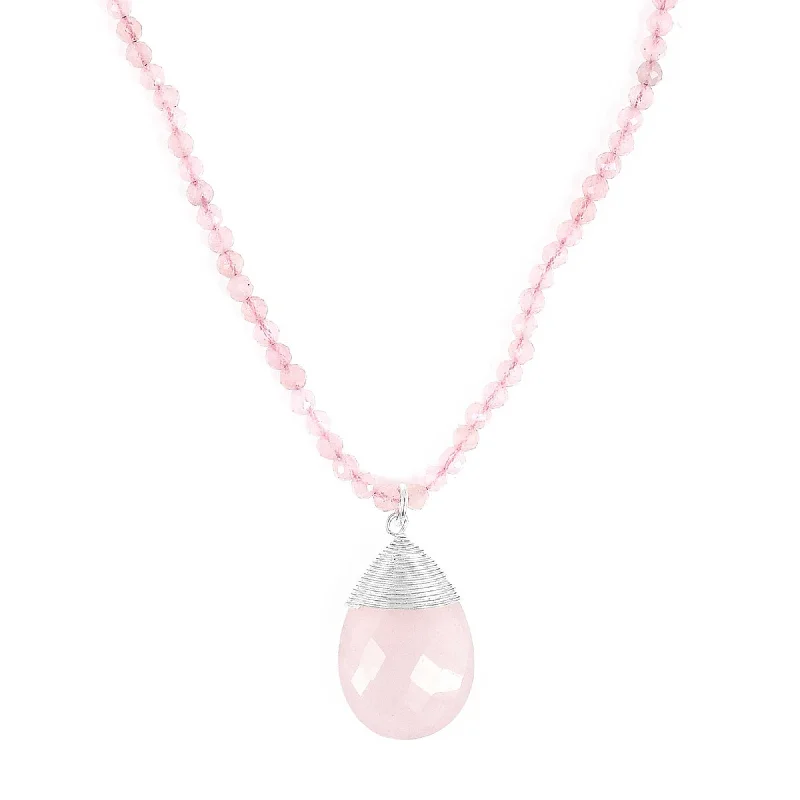vintage-style diamond halo ring Rose Quartz Pendant Necklace