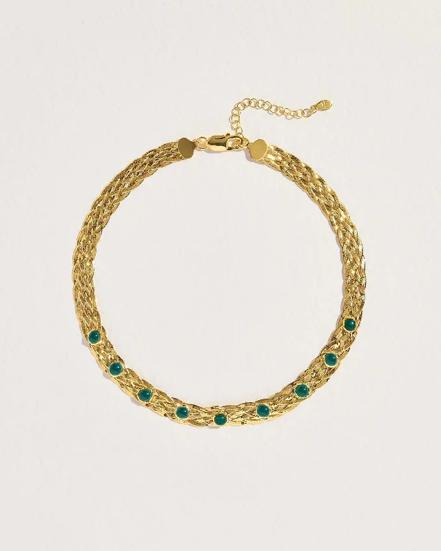 dainty sapphire gemstone bracelet Studded Herringbone Jade