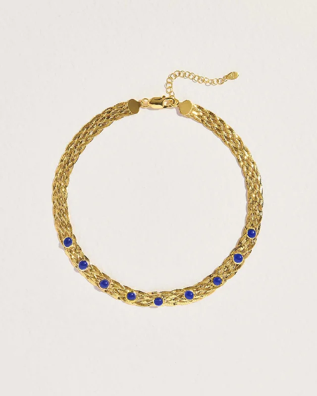 unique square diamond ring Studded Herringbone Lapis