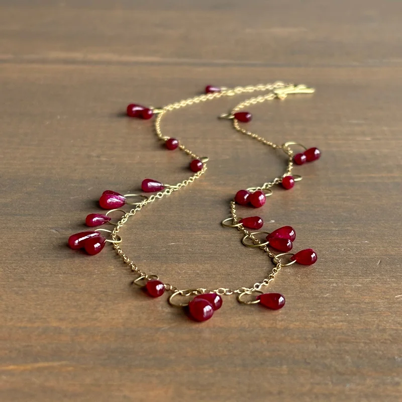 amethyst healing crystal necklace Ruby Drop Delicate Circle Bunches Necklace