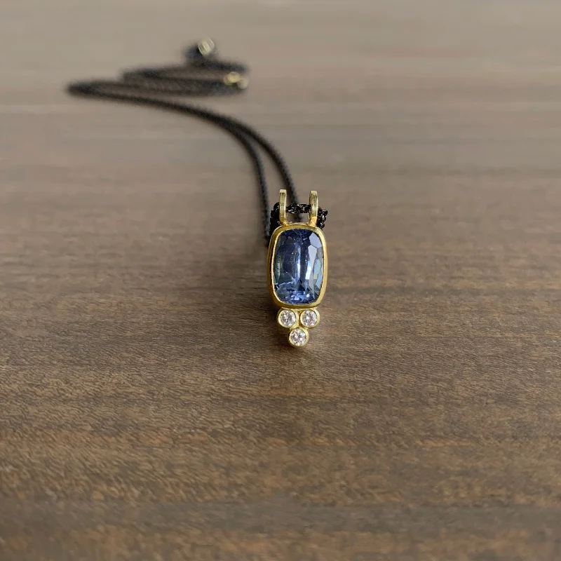 delicate marquise diamond band Sapphire Cushion and Diamond Pendant