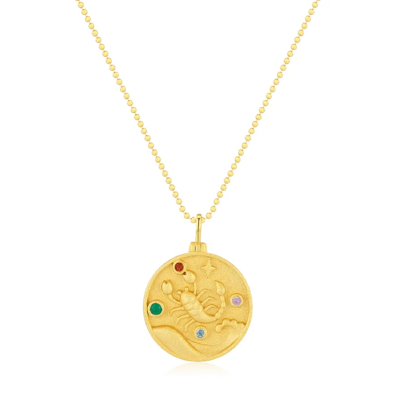 minimalist gold square earrings Scorpio Zodiac Mantra Necklace
