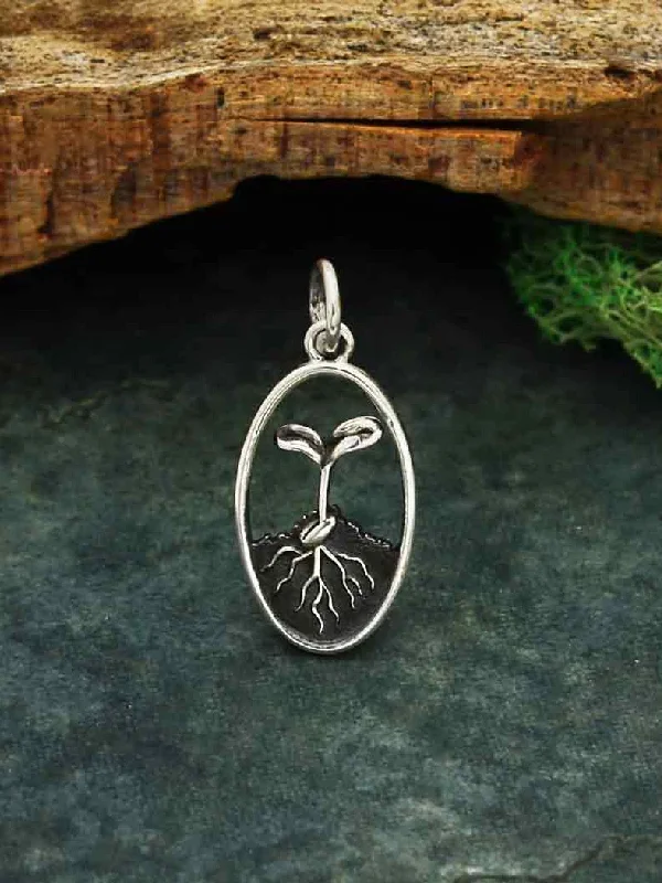 vintage filigree locket necklace Seed & Sprout Charm Necklace