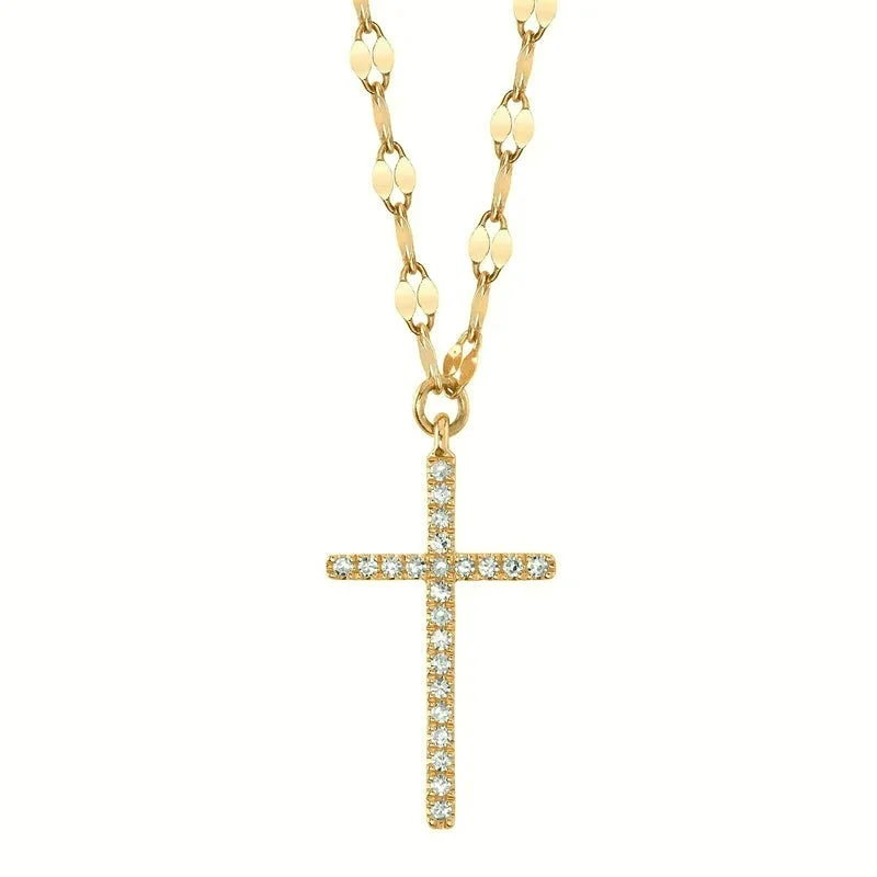 vintage diamond drop necklace Shy Creation Yellow Gold Diamond Cross Necklace