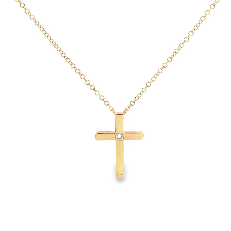 handmade braided anklet Shy Creation Yellow Gold Diamond Solitaire Cross Pendant