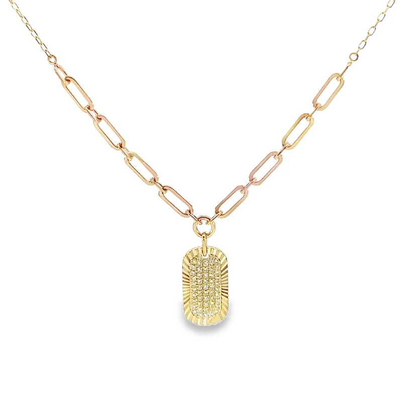 infinity heart necklace personalized Shy Creation Yellow Gold Pave Diamond Dog Tag Necklace
