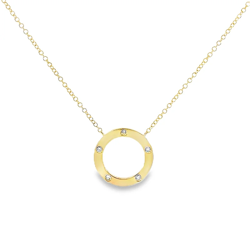 black and gold wedding band Shy Creation Yellow Gold Diamond Circle Necklace