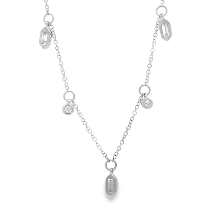 celestial crescent moon bracelet Shy Creation White Gold Diamond Fashion Necklace
