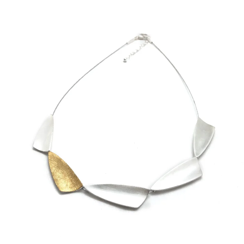 gold mesh bangle bracelet Silver and Gold Wedge Necklace