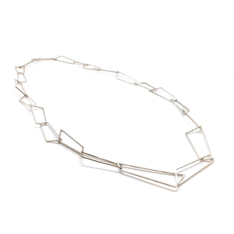 silver wedding band with engraving Silver Geometric Link Necklace