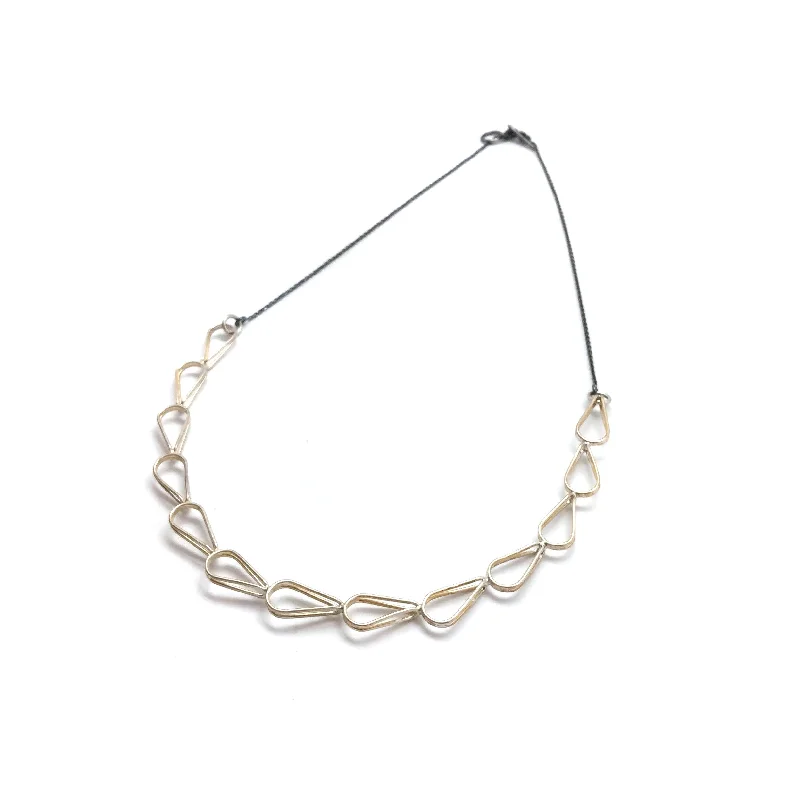 fine silver herringbone necklace Silver Petal Necklace