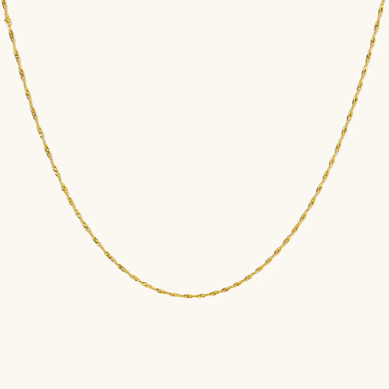 opal and gold earrings Singapore Chain Necklace - 14k Solid Gold