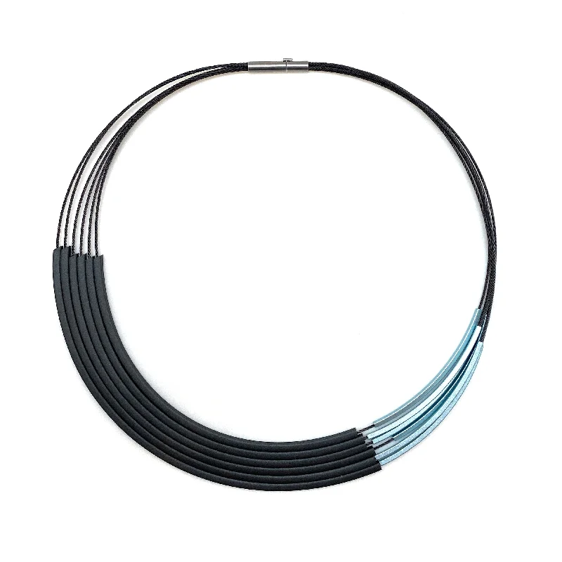 handcrafted gemstone ring women Black & Light Blue Anodized Aluminum Collar Necklace handcrafted gemstone ring women Black & Light Blue Anodized Aluminum Collar Necklace
