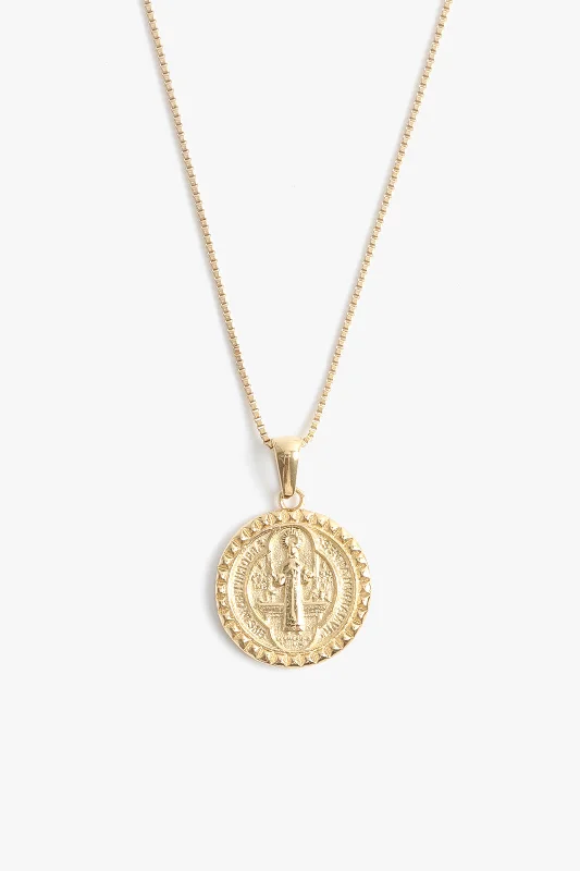 chunky gold chain necklace ST. BENEDICT PENDANT