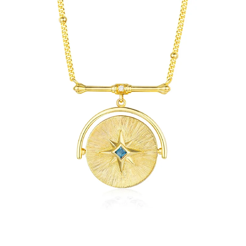 gold-plated figaro chain Star Guardian Amulet Necklace (Yellow Gold)