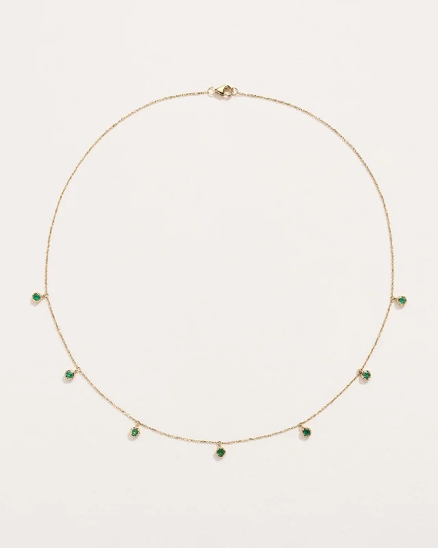 unique wooden bead necklace Emerald Station Droplet Necklace