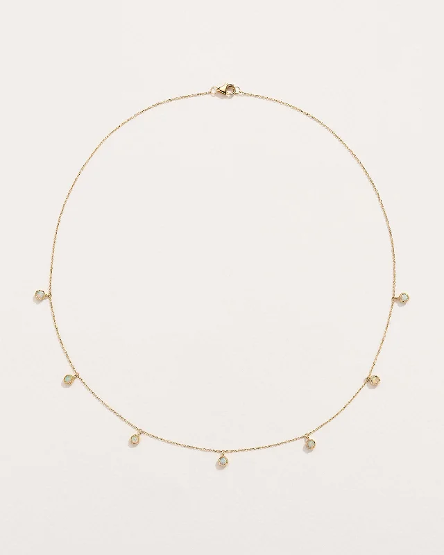 simple crescent moon ring Opal Station Droplet Necklace