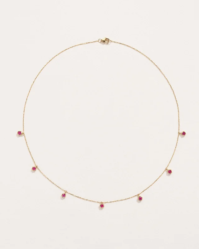 handcrafted beaded hoop earrings Ruby Station Droplet Necklace