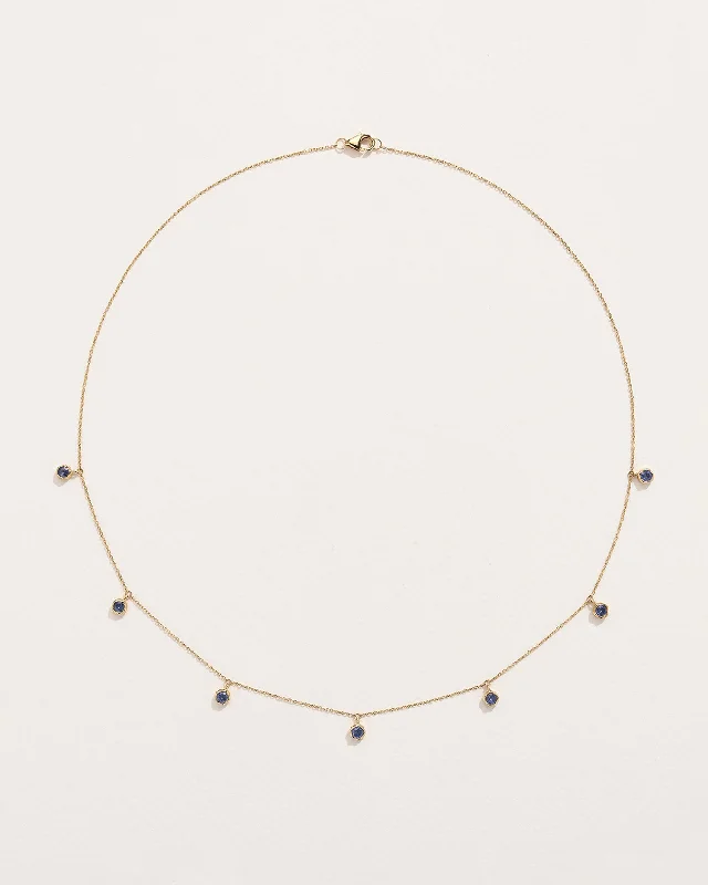 round-cut blue sapphire earrings Sapphire Station Droplet Necklace