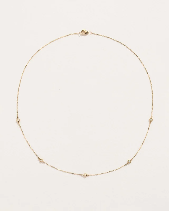 thin gold wire earrings Opal Station Necklace