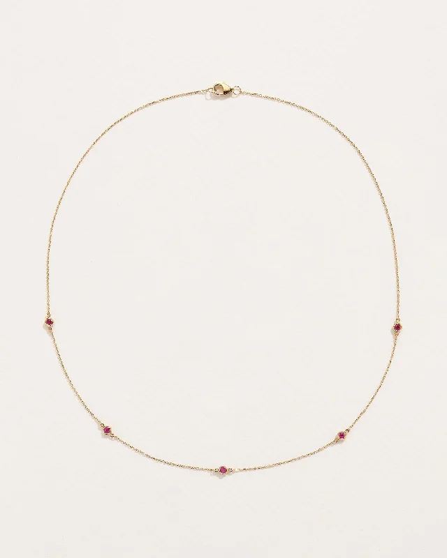 titanium black matte ring Ruby Station Necklace