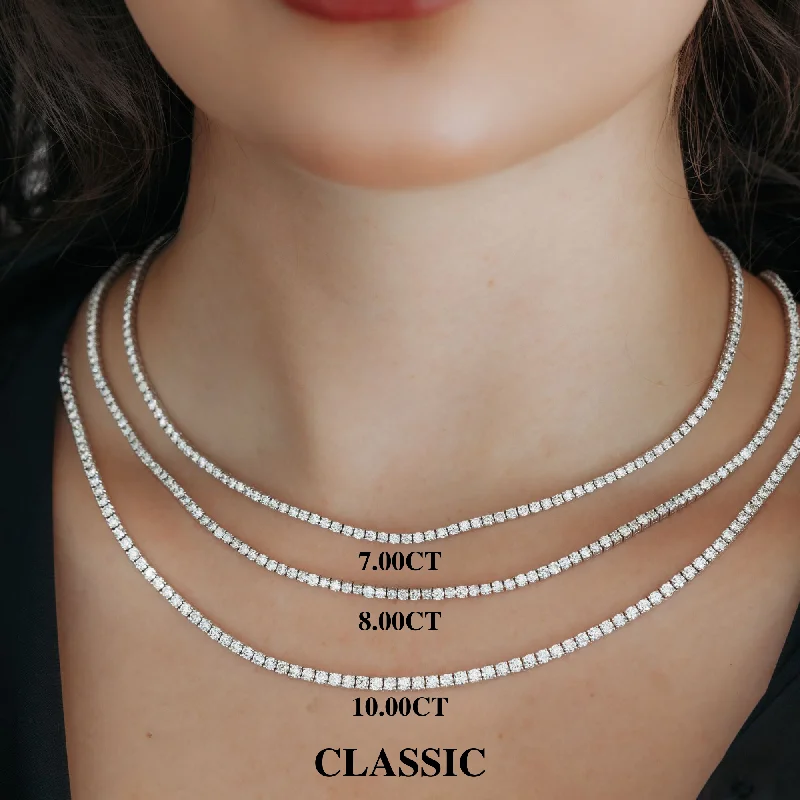 dainty gemstone chain bracelet Straight Line "Classic"  Diamond Tennis Necklaces