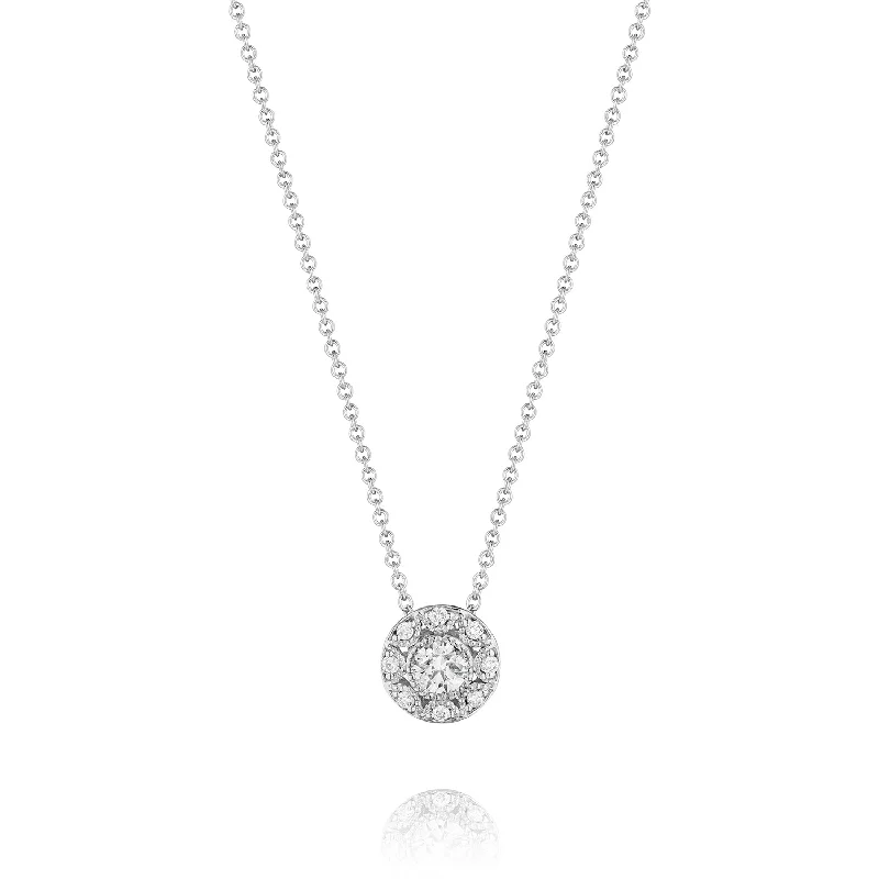 ethical lab-grown diamond ring Tacori "Classic Crescent" Halo Pendant