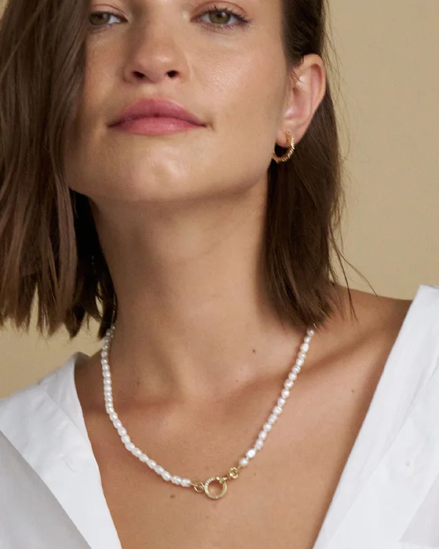 hammered silver wedding band Tatum Pearl Necklace