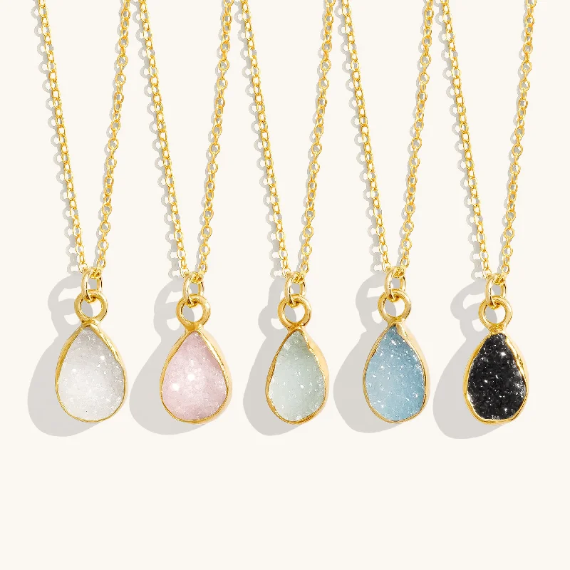 men’s tungsten carbide ring Teardrop Druzy Necklace