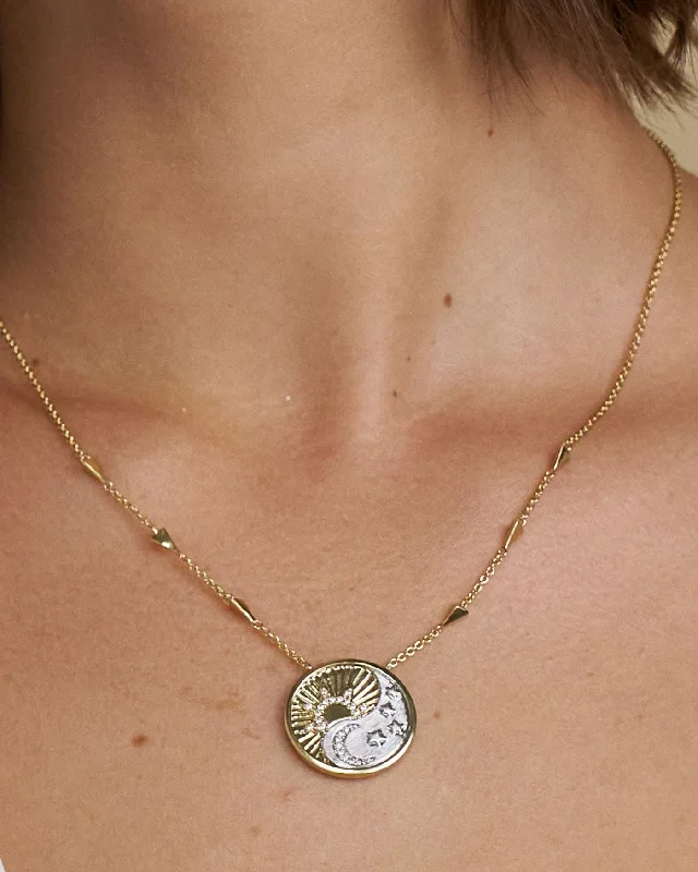 vintage-style floral brooch Terra Medallion Celestial Necklace