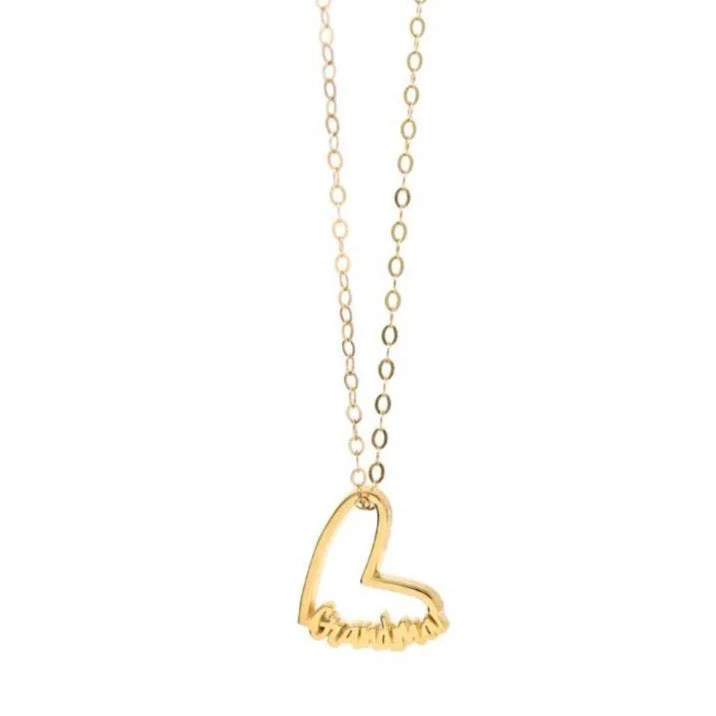 personalized name ring The Grandma Floating Heart Necklace